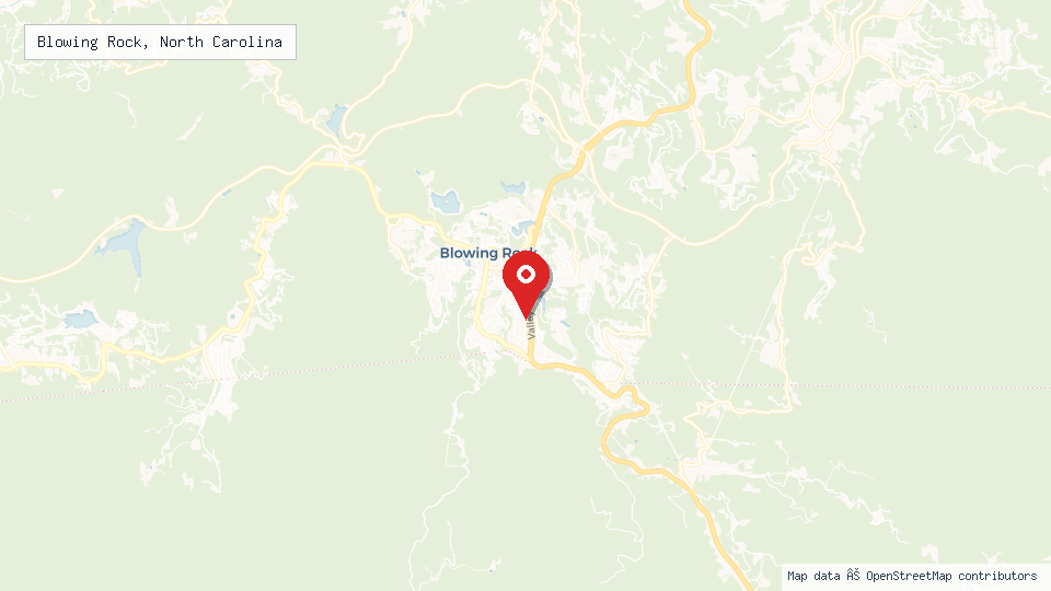 Street map of Blowing Rock, North Carolina with location pin