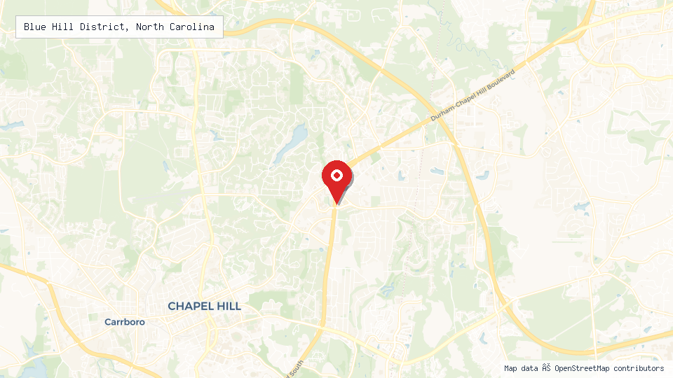 Street map of Blue Hill District, North Carolina with location pin