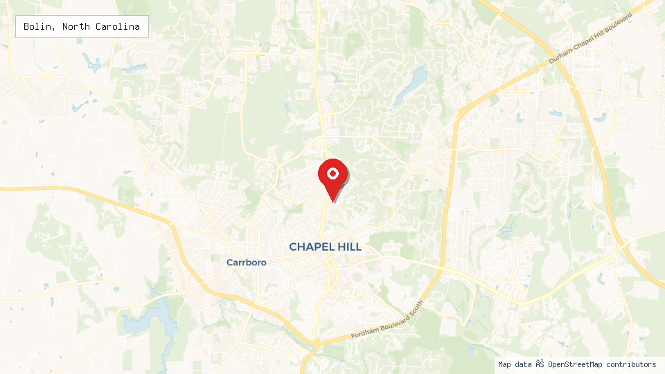Street map of Bolin, North Carolina with location pin