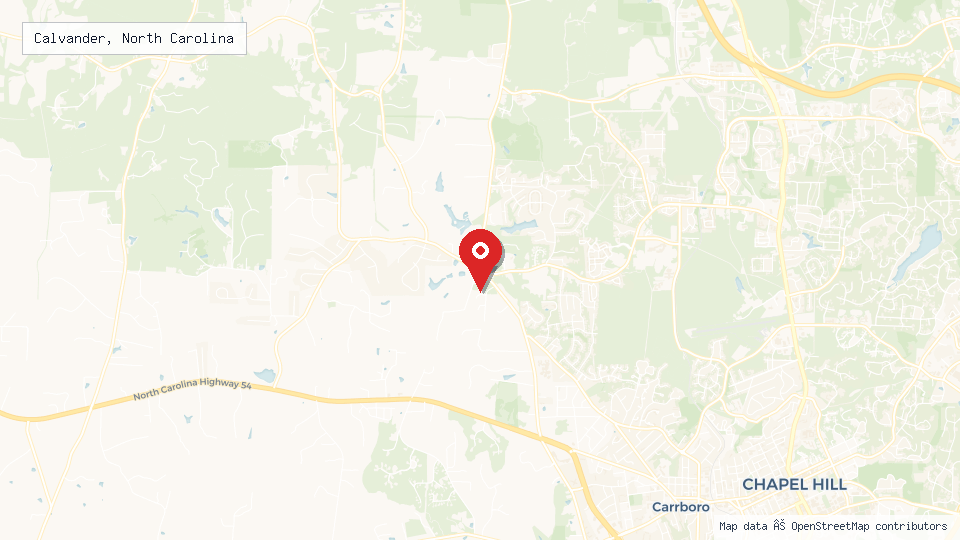 Street map of Calvander, North Carolina with location pin