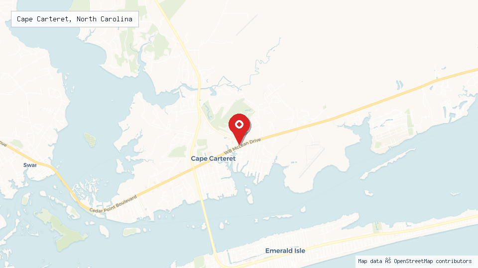 Street map of Cape Carteret, North Carolina with location pin