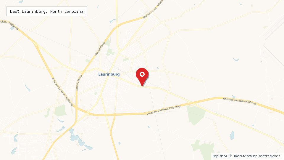 Street map of East Laurinburg, North Carolina with location pin