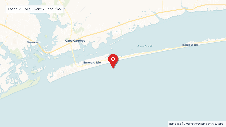 Street map of Emerald Isle, North Carolina with location pin