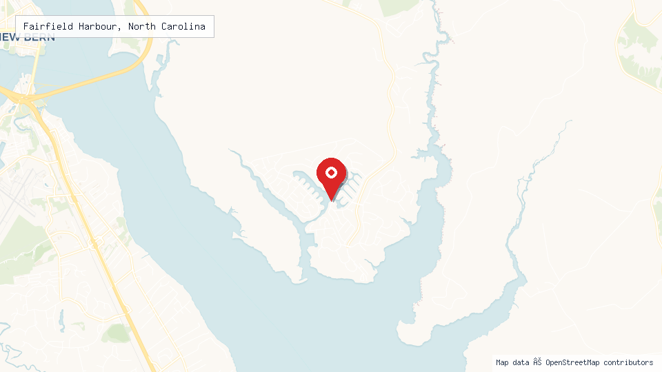 Street map of Fairfield Harbour, North Carolina with location pin