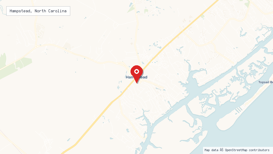 Street map of Hampstead, North Carolina with location pin