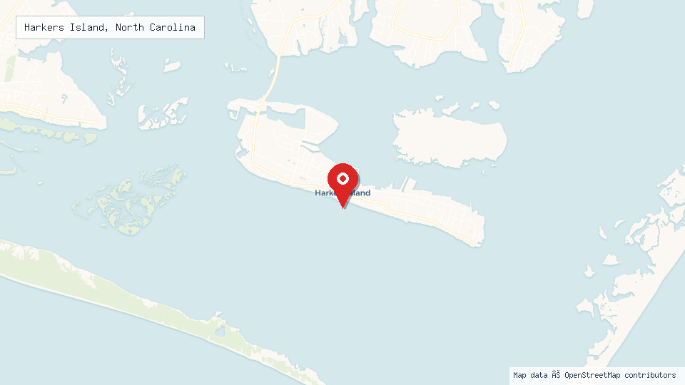 Street map of Harkers Island, North Carolina with location pin
