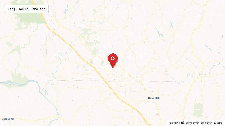 Street map of King, North Carolina with location pin