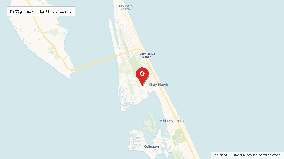 Street map of Kitty Hawk, North Carolina with location pin