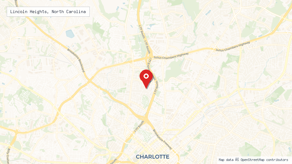Street map of Lincoln Heights, North Carolina with location pin