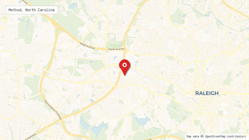 Street map of Method, North Carolina with location pin