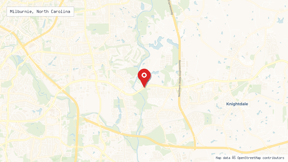 Street map of Milburnie, North Carolina with location pin
