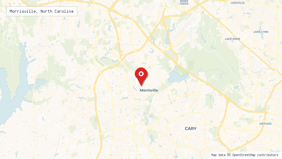 Street map of Morrisville, North Carolina with location pin