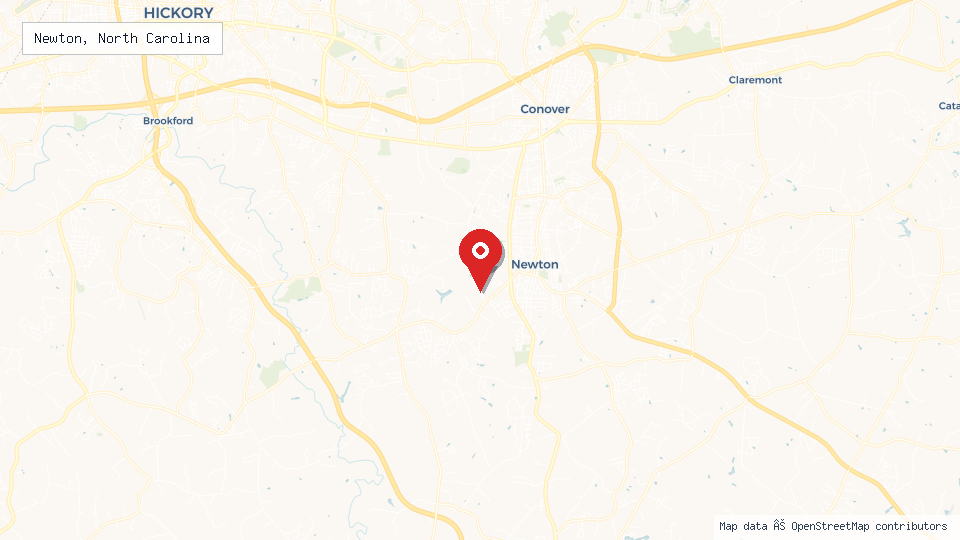 Street map of Newton, North Carolina with location pin