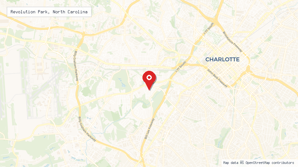 Street map of Revolution Park, North Carolina with location pin