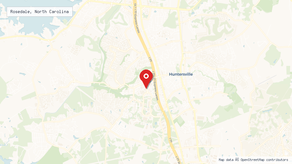 Street map of Rosedale, North Carolina with location pin