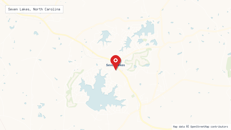 Street map of Seven Lakes, North Carolina with location pin