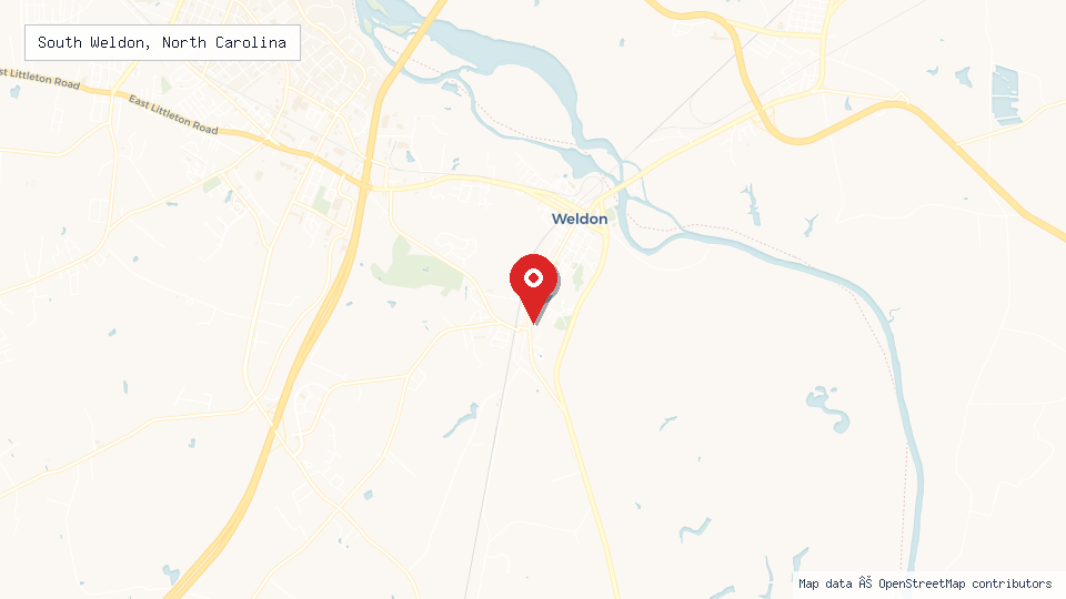 Street map of South Weldon, North Carolina with location pin