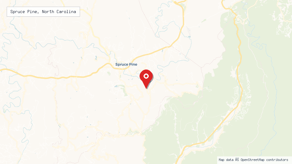 Street map of Spruce Pine, North Carolina with location pin