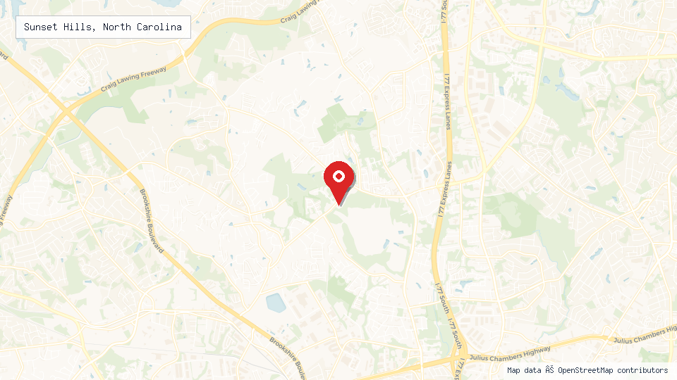 Street map of Sunset Hills, North Carolina with location pin