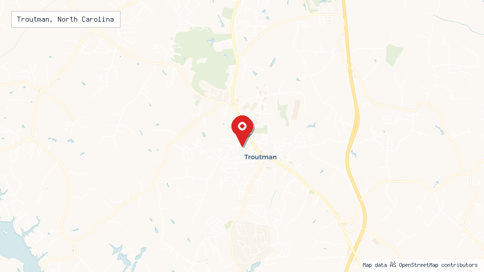 Street map of Troutman, North Carolina with location pin