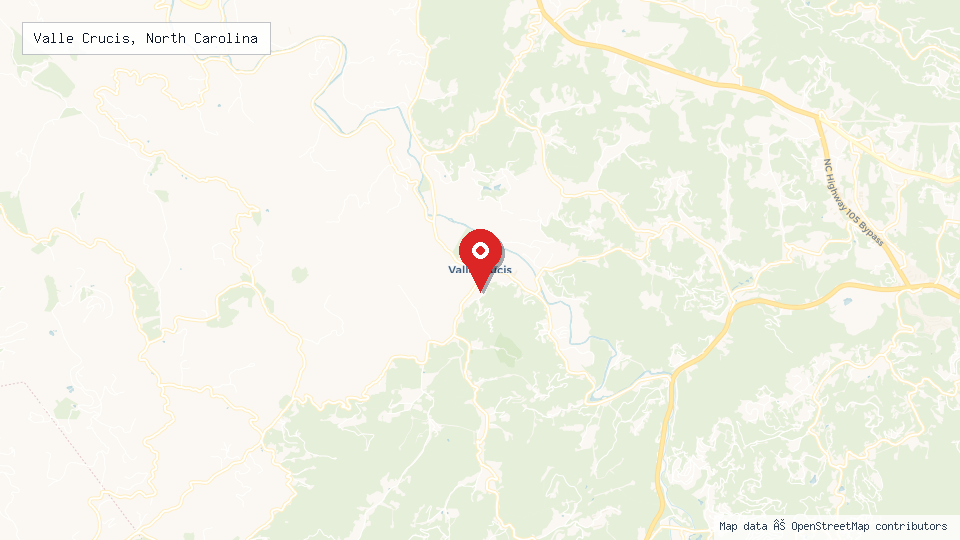 Street map of Valle Crucis, North Carolina with location pin