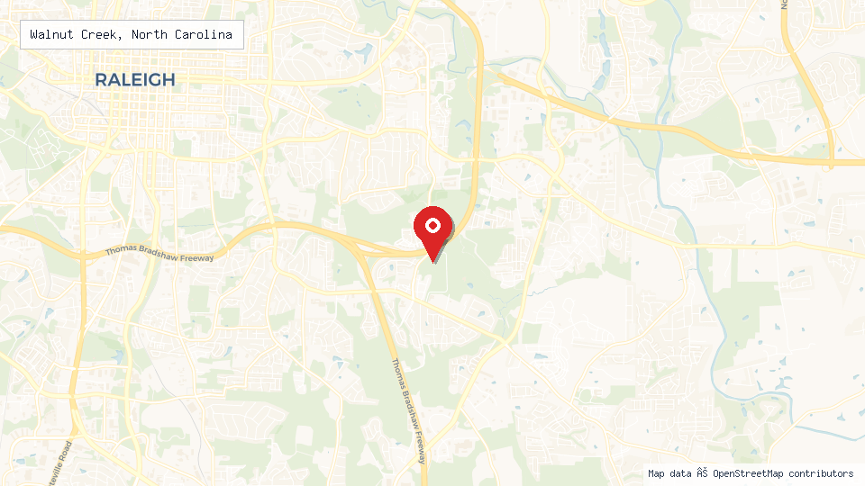 Street map of Walnut Creek, North Carolina with location pin