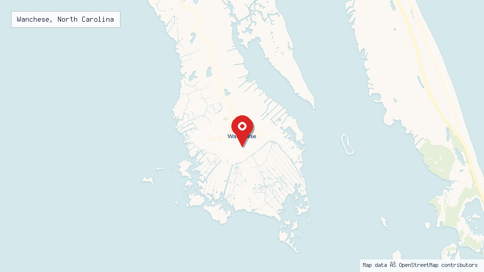 Street map of Wanchese, North Carolina with location pin