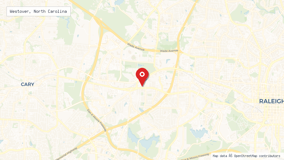 Street map of Westover, North Carolina with location pin