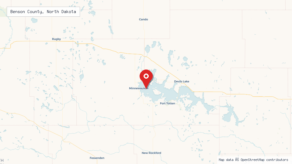 Street map of Benson County, North Dakota with location pin