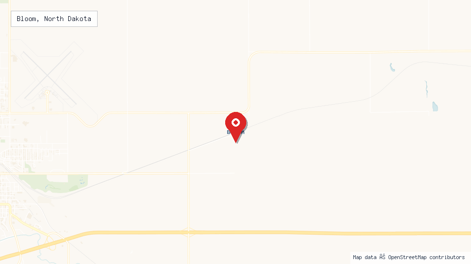 Street map of Bloom, North Dakota with location pin
