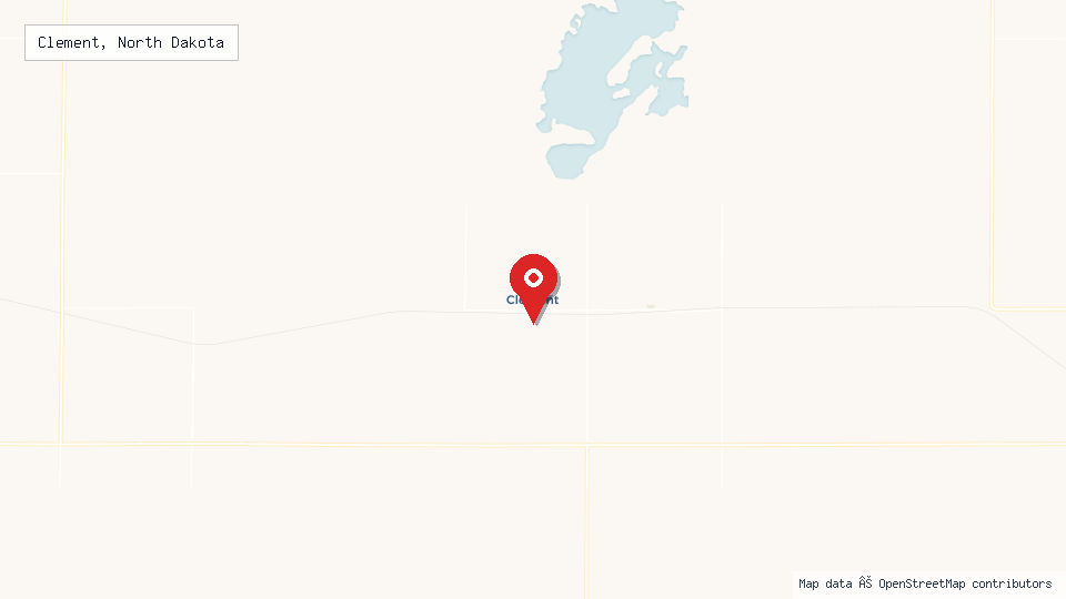 Street map of Clement, North Dakota with location pin
