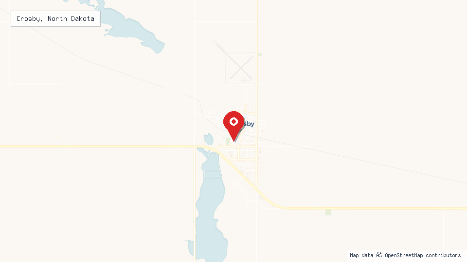 Street map of Crosby, North Dakota with location pin