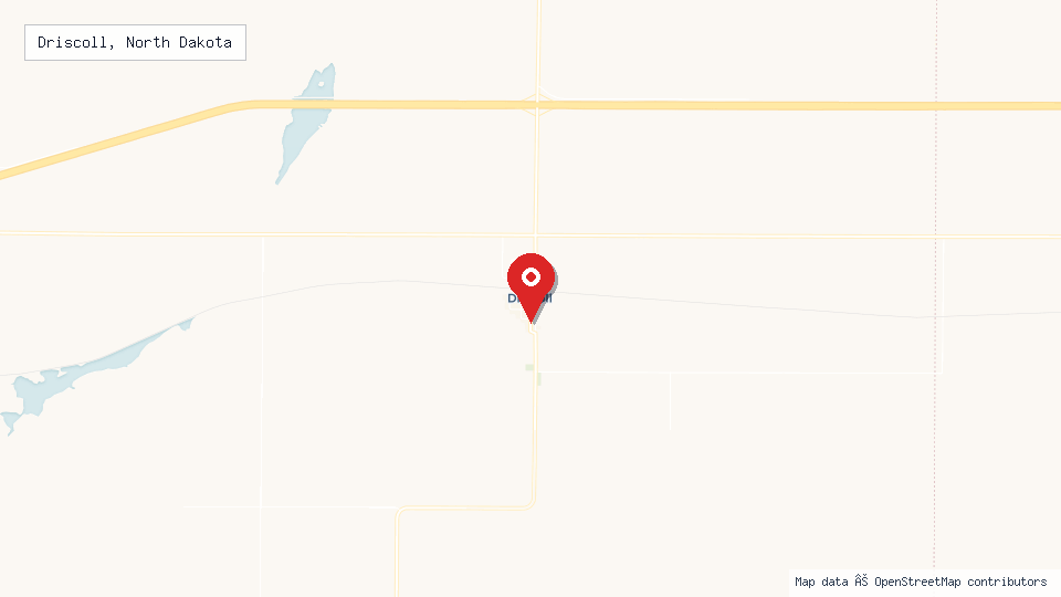 Street map of Driscoll, North Dakota with location pin