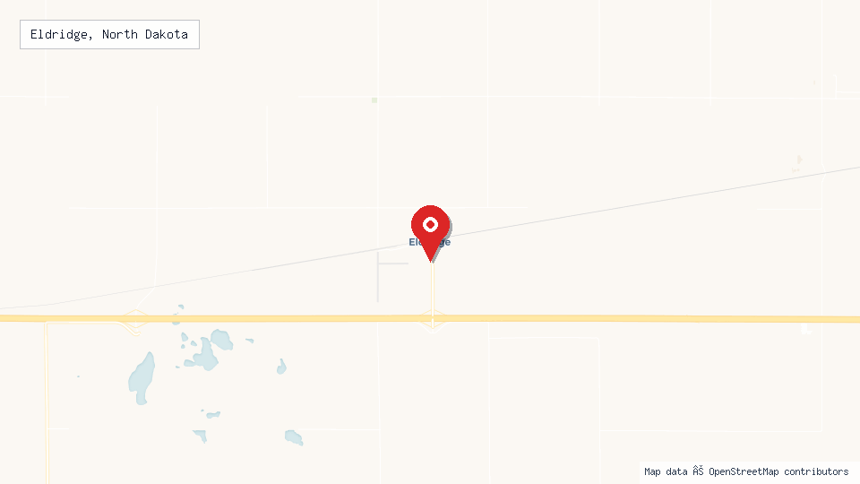 Street map of Eldridge, North Dakota with location pin