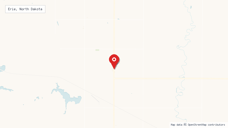 Street map of Erie, North Dakota with location pin