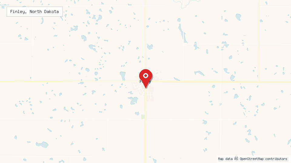 Street map of Finley, North Dakota with location pin