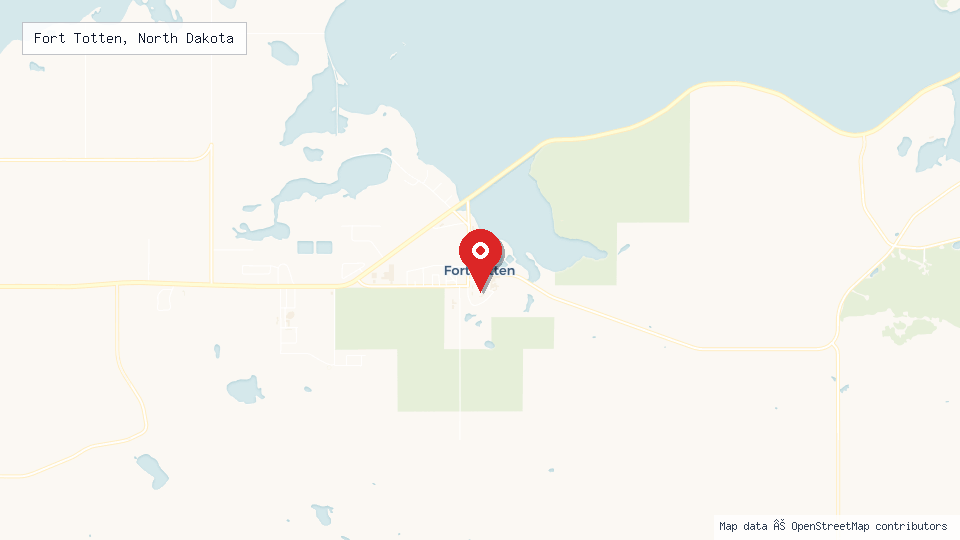 Street map of Fort Totten, North Dakota with location pin