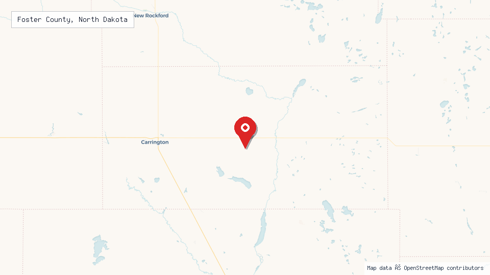Street map of Foster County, North Dakota with location pin