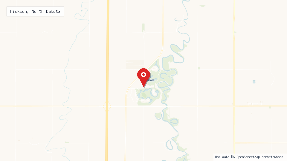 Street map of Hickson, North Dakota with location pin