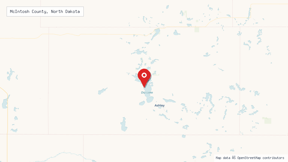 Street map of McIntosh County, North Dakota with location pin