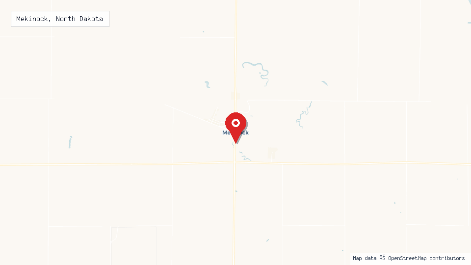 Street map of Mekinock, North Dakota with location pin