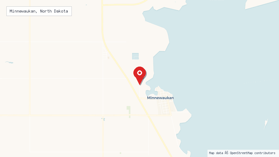 Street map of Minnewaukan, North Dakota with location pin