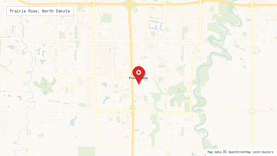 Street map of Prairie Rose, North Dakota with location pin