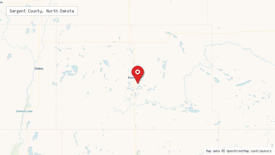 Street map of Sargent County, North Dakota with location pin