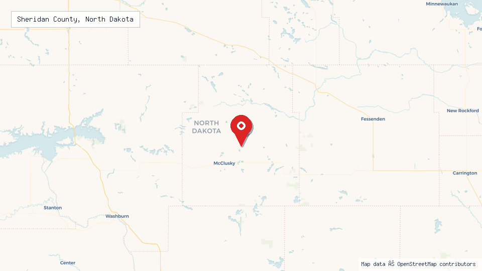 Street map of Sheridan County, North Dakota with location pin