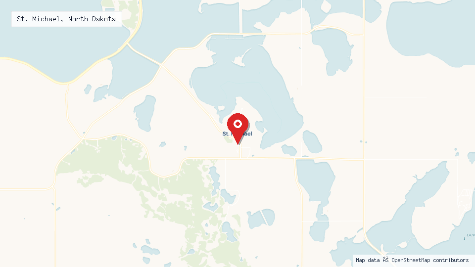 Street map of St. Michael, North Dakota with location pin