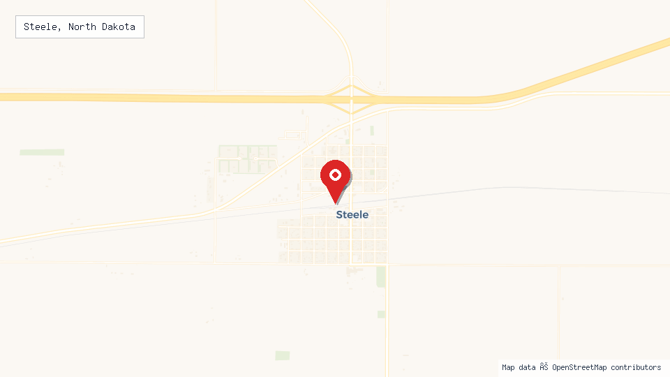 Street map of Steele, North Dakota with location pin