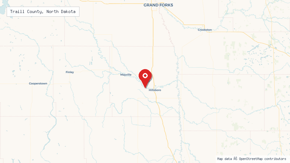 Street map of Traill County, North Dakota with location pin