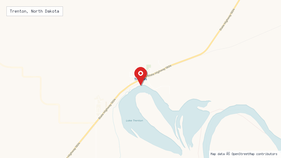 Street map of Trenton, North Dakota with location pin