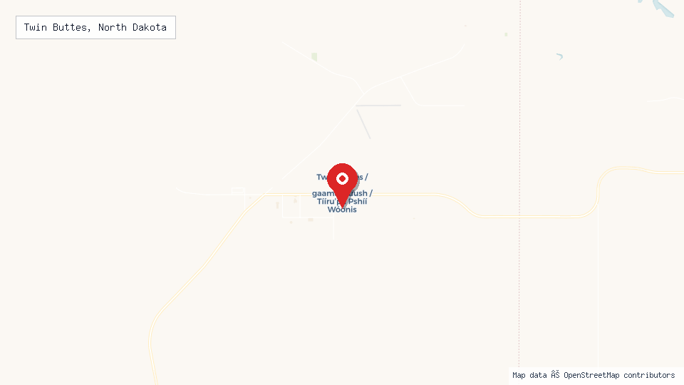 Street map of Twin Buttes, North Dakota with location pin